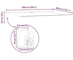 Automatinė ištraukiama markizė, bordo spalvos, 600x300cm