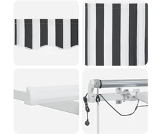 Automatinė ištraukiama markizė su LED, antracito ir baltos spalvos, 600x300 cm