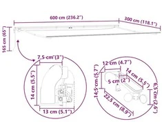 Automatinė ištraukiama markizė su LED, bordo spalvos, 600x300cm