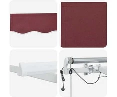 Automatinė ištraukiama markizė su LED, bordo spalvos, 600x300cm