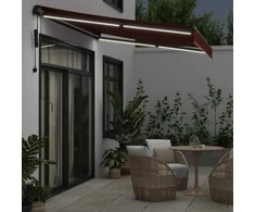 Automatinė ištraukiama markizė su LED, bordo spalvos, 350x250cm
