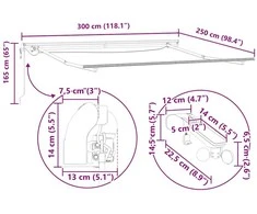 Automatinė ištraukiama markizė su LED, ruda, 300x250cm