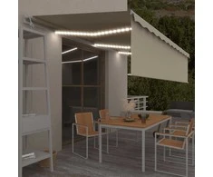 Automatinė markizė su uždanga/LED/vėjo jutikliu, kreminė, 6x3m