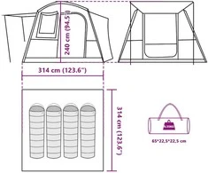 Automobilinė palapinė, žalia, keturvietė, atspari vandeniui