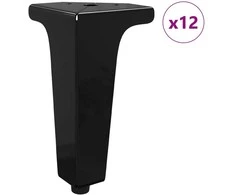 Baldų kojelės 12 vnt. Juoda 54,1 x 54,1 x 100 mm Geležis