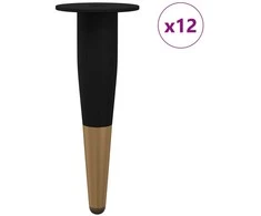 Baldų kojelės 12 pcs Juodas ir auksinis Ø 40 x 98 mm Geležis