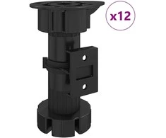 Baldų kojelės Reguliuojamas 12 pcs Juoda 46 x 46 x 128 mm PP