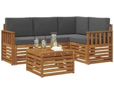 Lauko baldų komplektas Lauko sofos komplektas su pagalve 5 pcs Natūralus ir antracitas