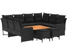 Baldų komplektai su pagalve 8 pcs Juoda PE ratanas