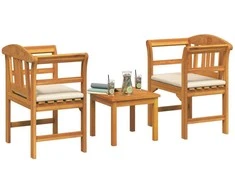 Lauko baldų komplektas Sodo rožių poilsio rinkinys 3 pcs Kietos akacijos mediena