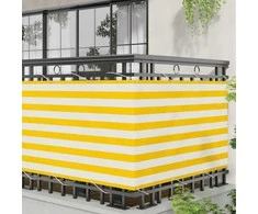 Balkono Ekranas Geltona ir balta 100 x 600 cm Oksfordo audinys