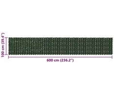 Balkono uždanga su lapais Tamsiai žalia 600 x 100 cm