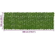 Balkono uždanga su lapais Žalia ir geltona 300 x 100 cm