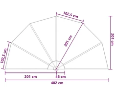 Balkono uždanga Ø 400 cm Poliesteris Ruda