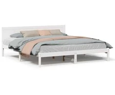 Lova Lovos rėmas Balta 200 x 200 cm Pušies medienos masyvas