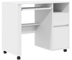 Stalas su ratais su ratu Balta 91 x 50 x 77 cm Apdirbta mediena