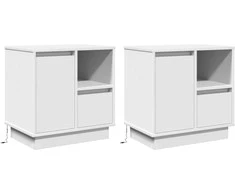 Šalia lovos spintelė su stalčių 2 pcs Balta 50 x 34,5 x 50 cm