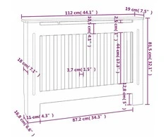 Baltos MDF Grotelės Radiatoriui Paslėpti su Lentyna, 112 cm