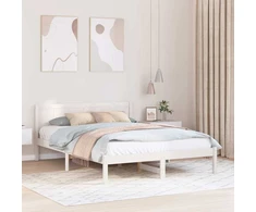 Lova Lovos rėmas Balta 150 x 200 cm Pušies medienos masyvas