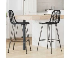 Baro Kėdė 2 pcs Juoda 44,5 x 53 x 111 cm Ratanas ir Geležis