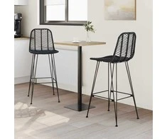 Baro Kėdė 2 pcs Juoda 44,5 x 53 x 111 cm Ratanas ir Geležis