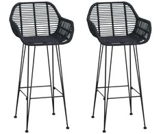 Baro Kėdė 2 pcs Juoda 55 x 52 x 105 cm Ratanas ir Geležis