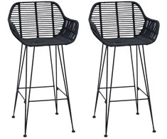 Baro Kėdė 2 pcs 55 x 52 x 92 cm Ratanas ir Geležis