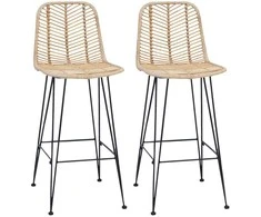 Baro Kėdė 2 pcs Natūrali 44,5 x 53 x 111 cm Ratanas ir Geležis