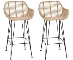 Baro Kėdė 2 pcs 55 x 52 x 92 cm Ratanas ir Geležis