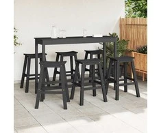 Lauko baldų komplektas Sodo baro komplektas 6 pcs Juoda HDPE