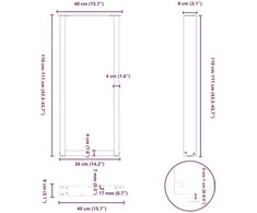Kavos staliuko kojelės, U formos, 2 vnt., balta, 40x(110-111)cm