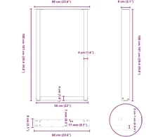 Kavos staliuko kojelės, U formos, 2 vnt., balta, 60x(100-101)cm