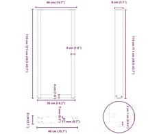 Kavos staliuko kojelės, U formos, 2 vnt., balta, 40x(110-111)cm