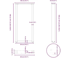 Kavos staliuko kojelės, U formos, 2 vnt., balta, 40x(100-101)cm
