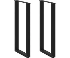 Kavos staliuko kojelės, U formos, 2 vnt., juoda, 60x(110-111)cm
