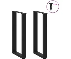 Kavos staliuko kojelės, U formos, 2 vnt., juoda, 50x(90-91) cm