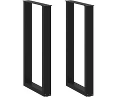 Kavos staliuko kojelės, U formos, 2 vnt., juoda, 40x(90-91) cm