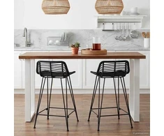 Baro taburetė 2 pcs Juoda 44 x 45 x 76 cm Ratana ir Plienas