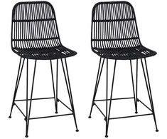 Baro taburetė 2 pcs Juoda 44 x 54 x 96 cm Ratana ir Plienas