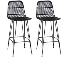 Baro taburetė 2 pcs Juoda 44 x 55 x 109 cm Ratana ir Plienas