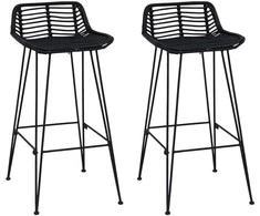 Baro taburetė 2 pcs Juodas 44 x 46 x 91 cm Ratana ir Plienas