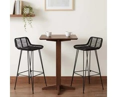 Baro taburetė 2 pcs Juodas 44 x 46 x 91 cm Ratana ir Plienas