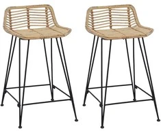 Baro taburetė 2 pcs Natūrali 44 x 45 x 76 cm Ratana ir Plienas