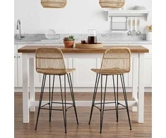 Baro taburetė 2 pcs Natūrali 44 x 55 x 109 cm Ratana ir Plienas