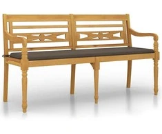 Batavia suoliukas su taupe spalvos pagalvėle, 150cm, tikmedis