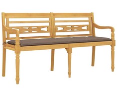 Batavia suoliukas su taupe spalvos pagalvėle, 150cm, tikmedis