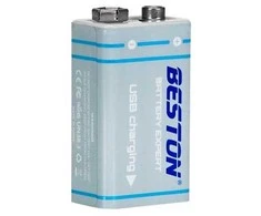 Bestonhkindustry Hismart Baterija 9V (krona), įkraunama su USB-C lizdu, 1000mAh, Li-Ion