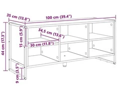 Batu skrynia 100 x 35 x 44 cm Apdirbta mediena Pilkas Sonoma