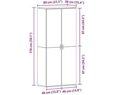 Batu skrynia Betono pilka 80 x 39 x 178 cm Apdirbta mediena