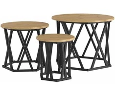 Nesting šoninis stalas 3 pcs Amatininkų ąžuolas